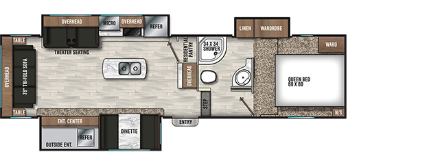 Coachmen RV Chaparral Lite 285RLS Floorplan
 5th Wheel Trailers