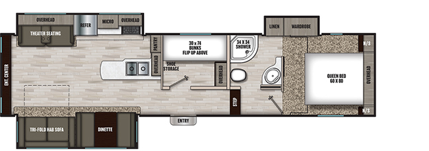 Coachmen RV Chaparral Lite 30BHS Floorplan
 5th Wheel Trailers